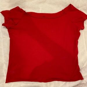 red short sleeved brandy cropped tee